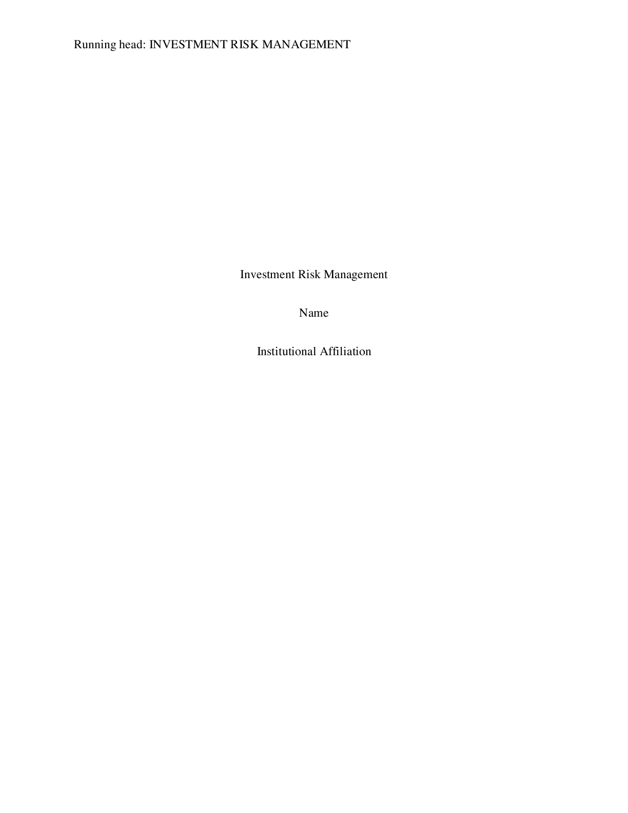 Preview image for Investment Risk Management